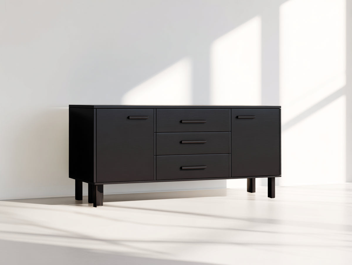 Mobile ingresso - Legno - 160 x 40 x 80 cm - Nero - stile moderno minimalista