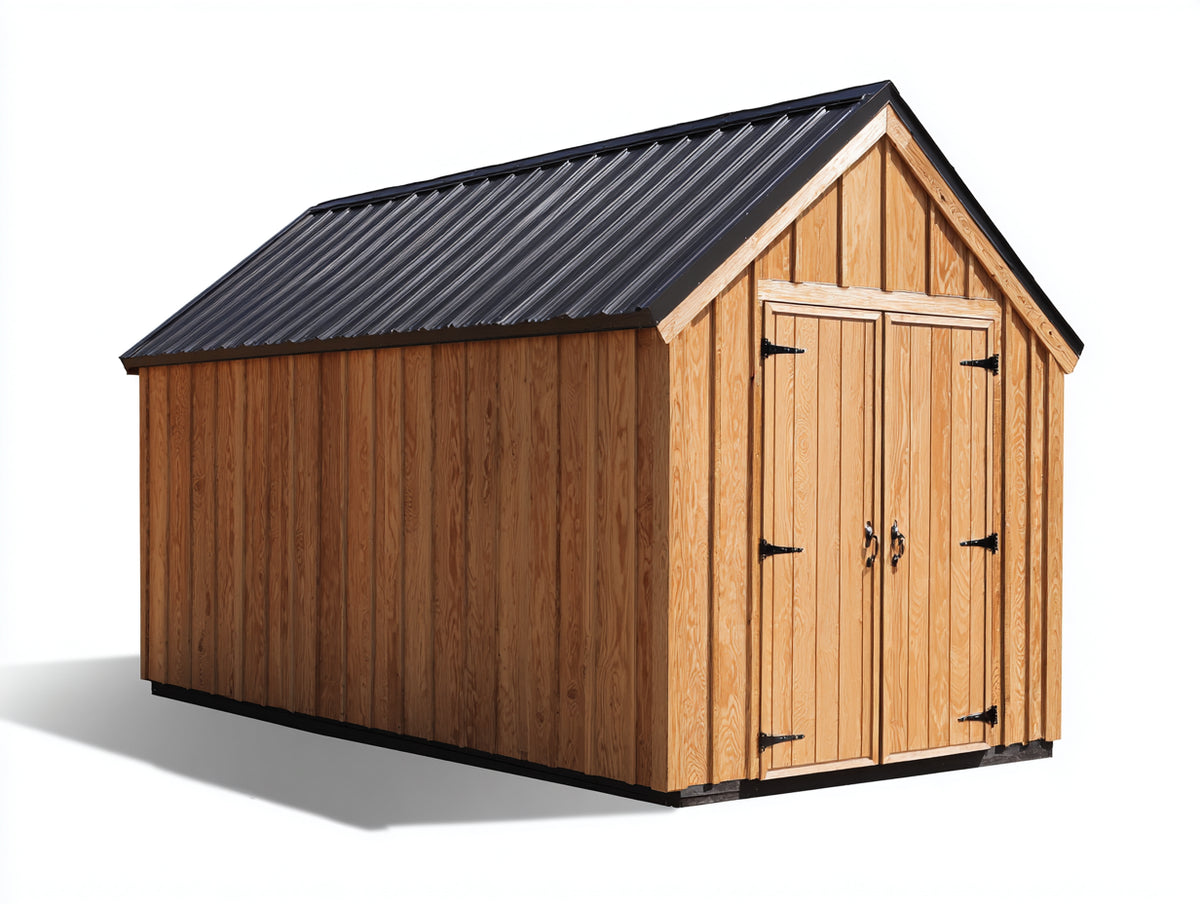 Casetta da giardino - Legno-Metallo - 240 x 180 x 220 cm - Naturale-Nero - Stile rustico