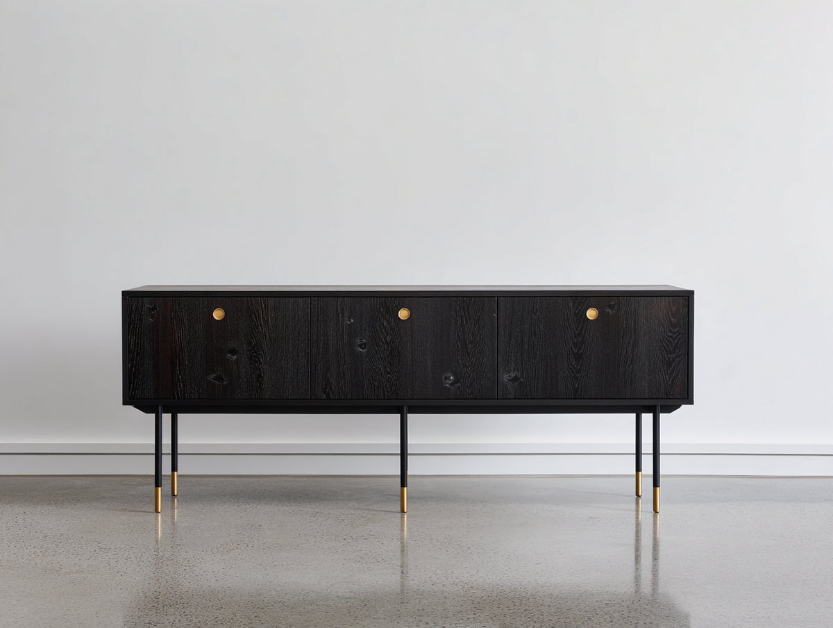 Mobile ingresso - Legno-Metallo - 180x40x75 cm - Nero - Design moderno