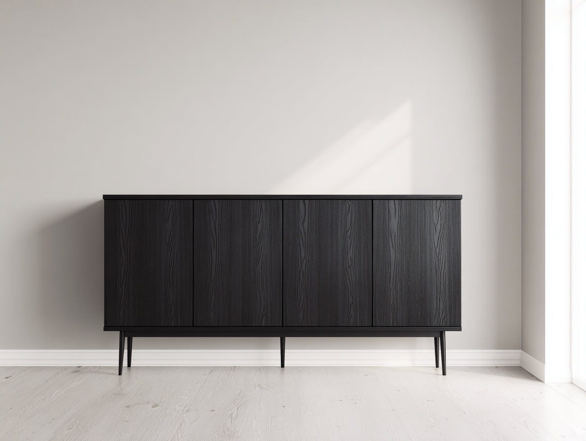 Mobile ingresso - Legno - 160 x 40 x 80 cm - Nero - stile moderno minimalista