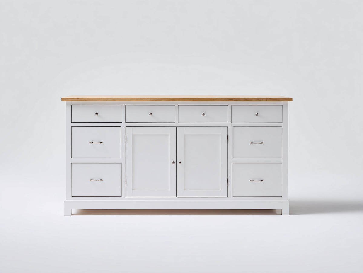Cassettiera - Legno - 140 x 45 x 85 cm - Bianco-Legno naturale - Stile rustico moderno