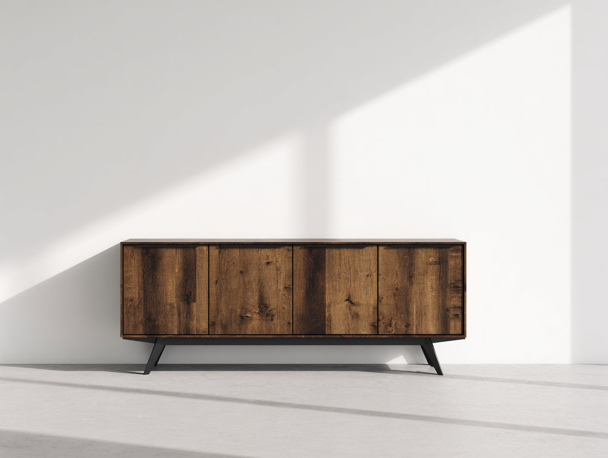 Mobile ingresso - Legno - 160 x 40 x 78 cm - Marrone-Nero - stile industriale moderno