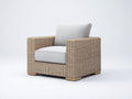 Poltrona da giardino - Fibra intrecciata-Tessuto - 92 x 88 x 84 cm - Beige naturale-Grigio chiaro - Stile contemporaneo