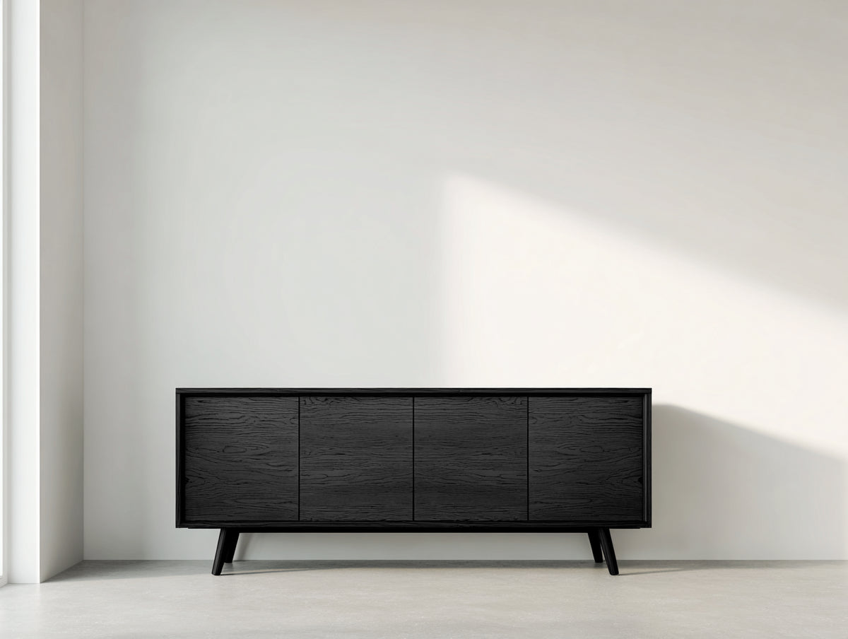 Mobile ingresso - Legno - 165x40x72 cm - Nero - Design contemporaneo