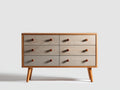 Cassettiera - Legno - 110 x 42 x 80 cm - Bianco-Legno naturale - Stile scandinavo