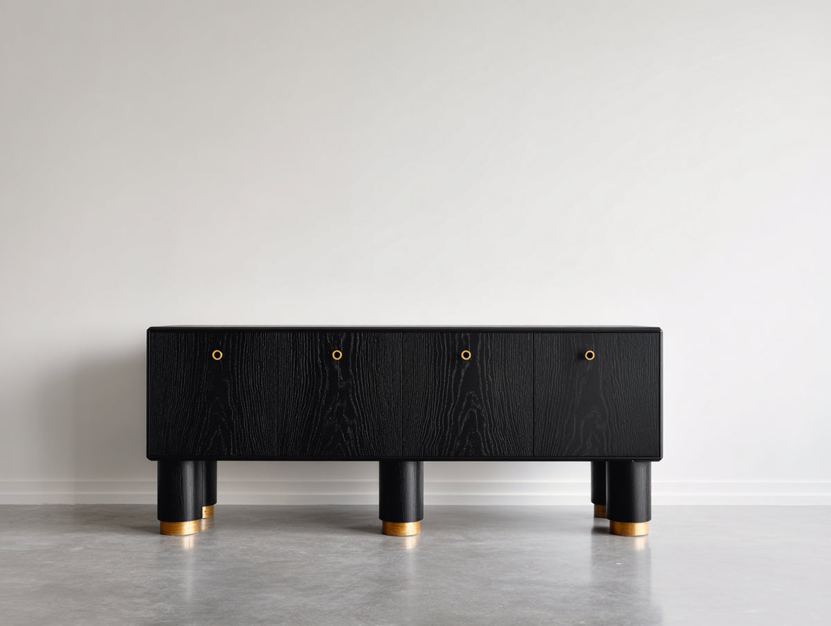 Mobile ingresso - Legno - 160x40x75 cm - Nero - Design moderno