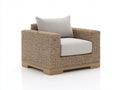 Poltrona da giardino - Fibra intrecciata-Legno-Tessuto - 94 x 90 x 83 cm - Beige naturale-Beige chiaro - Stile contemporaneo
