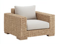 Poltrona da giardino - Fibra intrecciata-Legno-Tessuto - 96 x 92 x 85 cm - Beige naturale-Crema - Stile naturale contemporaneo