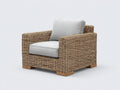 Poltrona da giardino - Fibra intrecciata-Tessuto - 94 x 91 x 86 cm - Marrone naturale-Grigio chiaro - Stile contemporaneo