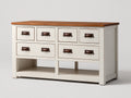 Cassettiera - Legno-Metallo - 130 x 45 x 85 cm - Bianco-Legno naturale - Stile rustico